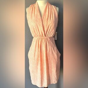 Bar III Dress Orange Pink Shift Sleeveless V-Neck Women Lined, NEW RETAIL $79